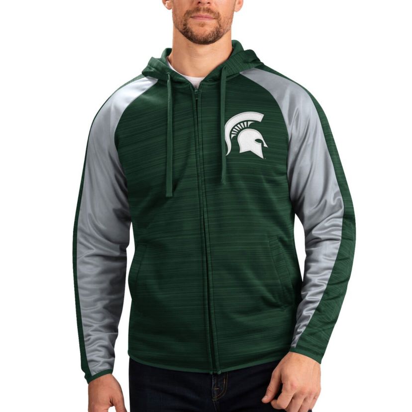 NCAA Michigan State Spartans Neutral Zone Raglan Full-Zip Track Jacket Hoodie