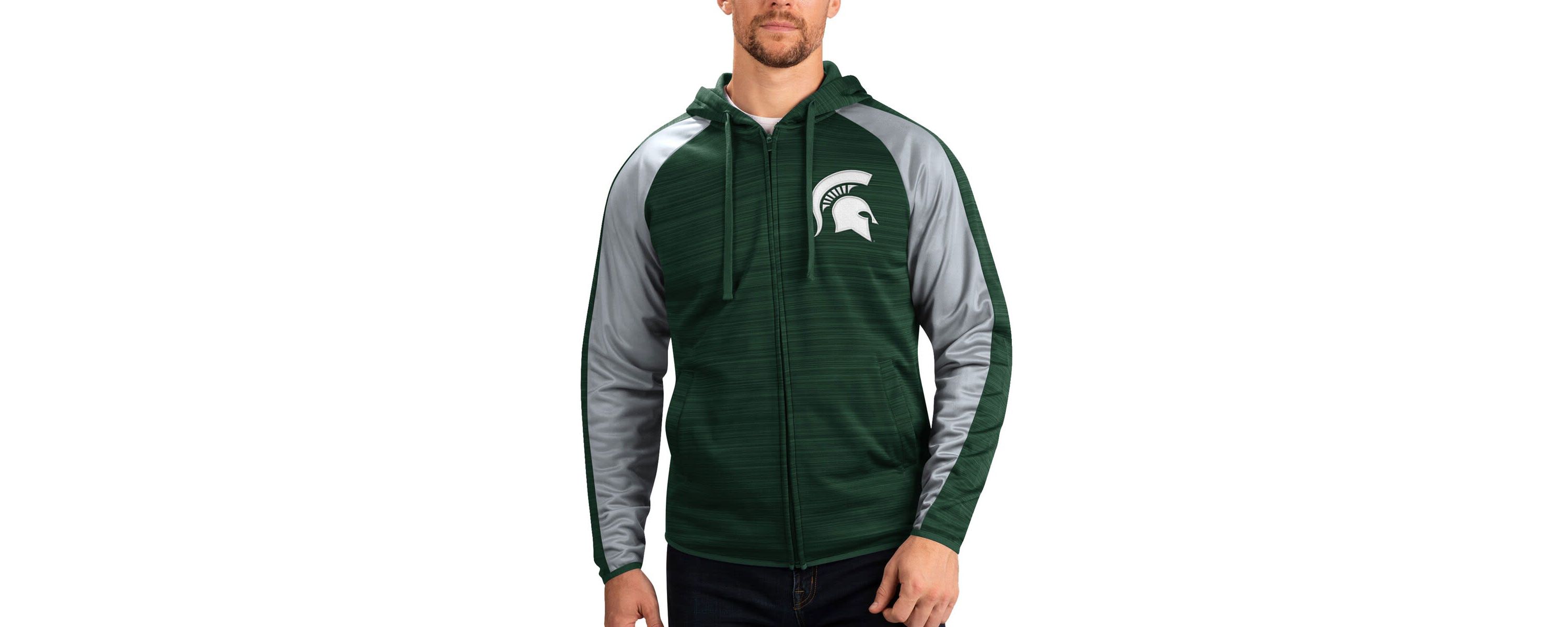 NCAA Michigan State Spartans Neutral Zone Raglan Full-Zip Track Jacket Hoodie