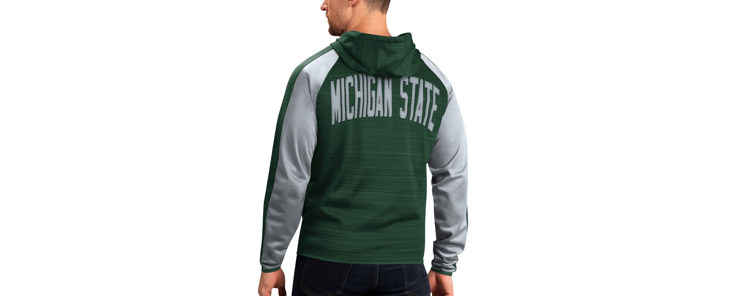 NCAA Michigan State Spartans Neutral Zone Raglan Full-Zip Track Jacket Hoodie