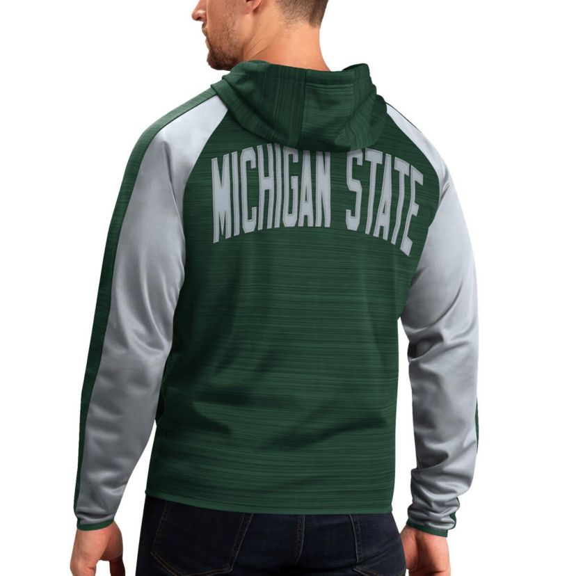 NCAA Michigan State Spartans Neutral Zone Raglan Full-Zip Track Jacket Hoodie