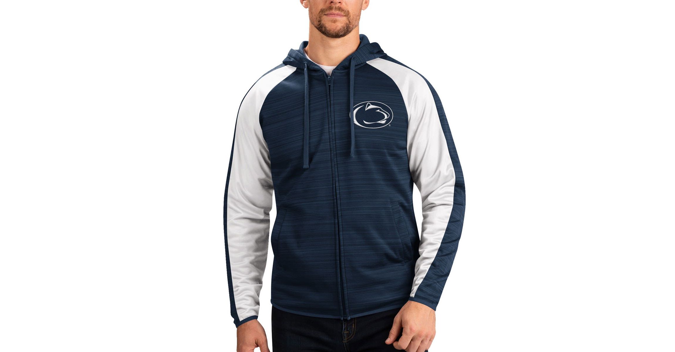 NCAA Penn State Nittany Lions Neutral Zone Raglan Full-Zip Track Jacket Hoodie