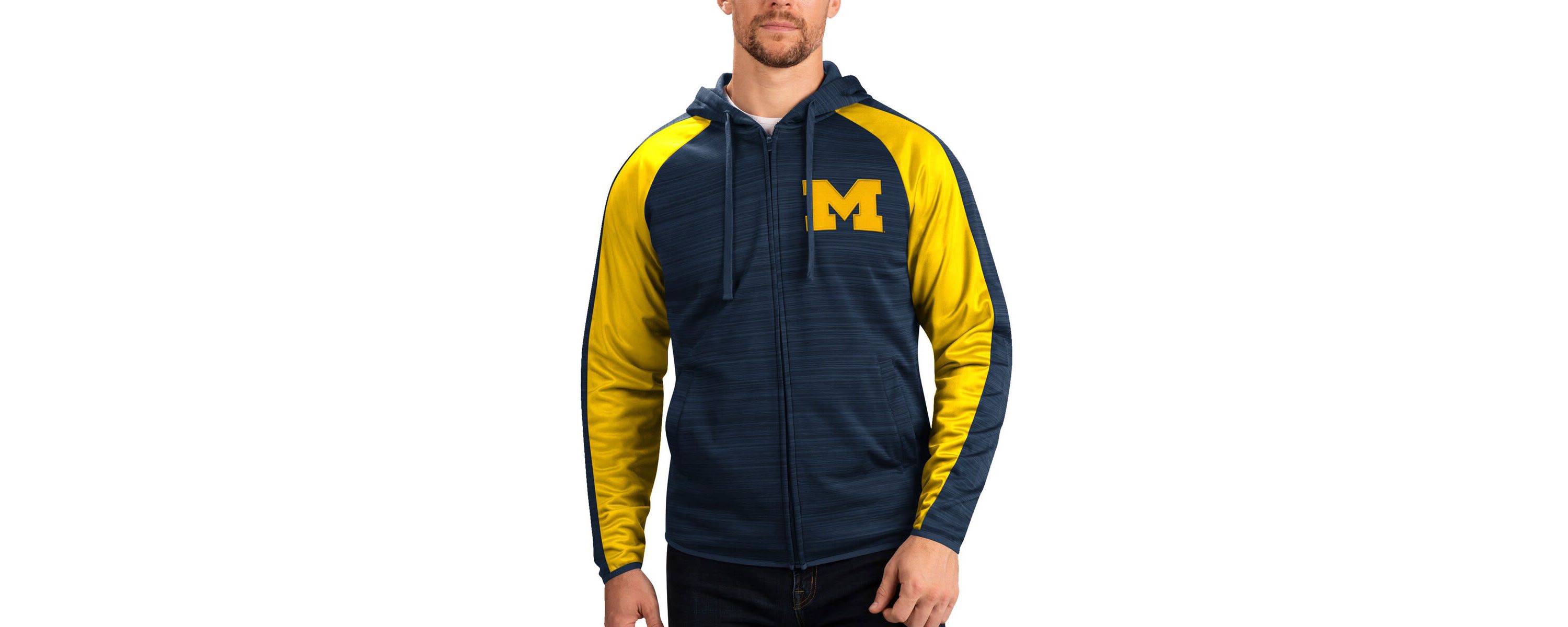 NCAA Michigan Wolverines Neutral Zone Raglan Full-Zip Track Jacket Hoodie