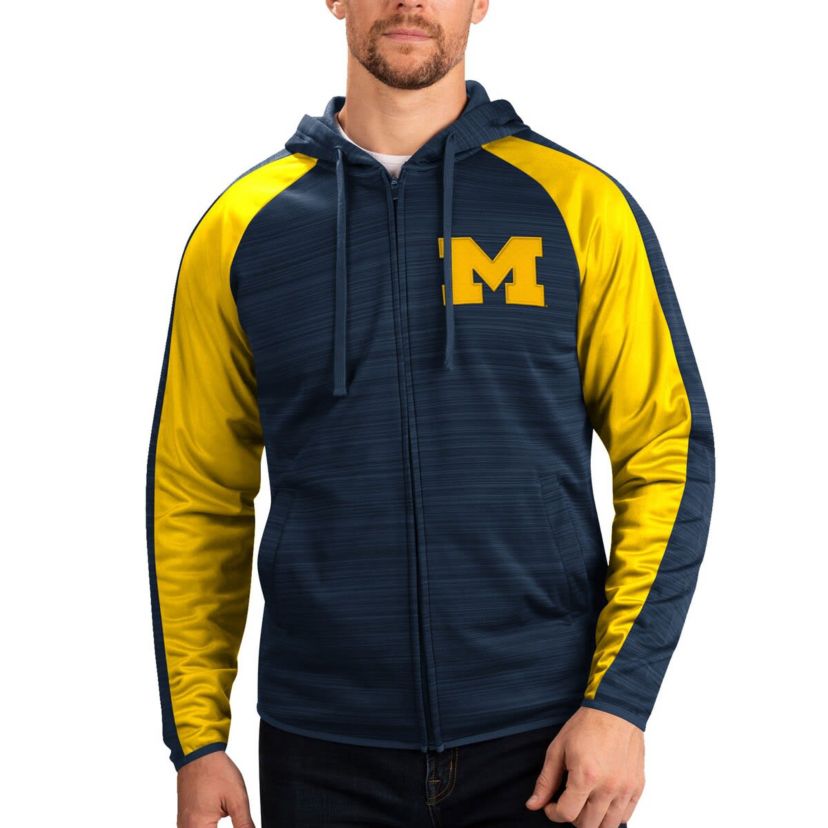 NCAA Michigan Wolverines Neutral Zone Raglan Full-Zip Track Jacket Hoodie