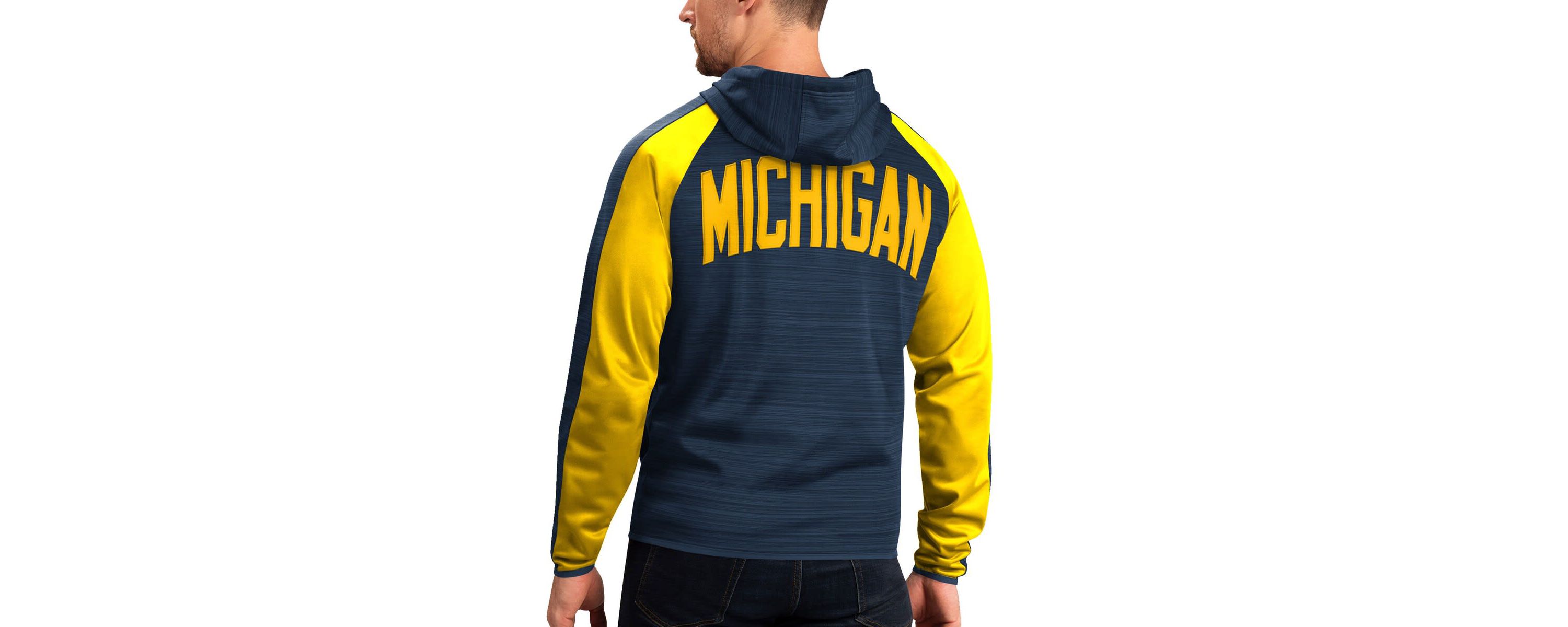 NCAA Michigan Wolverines Neutral Zone Raglan Full-Zip Track Jacket Hoodie