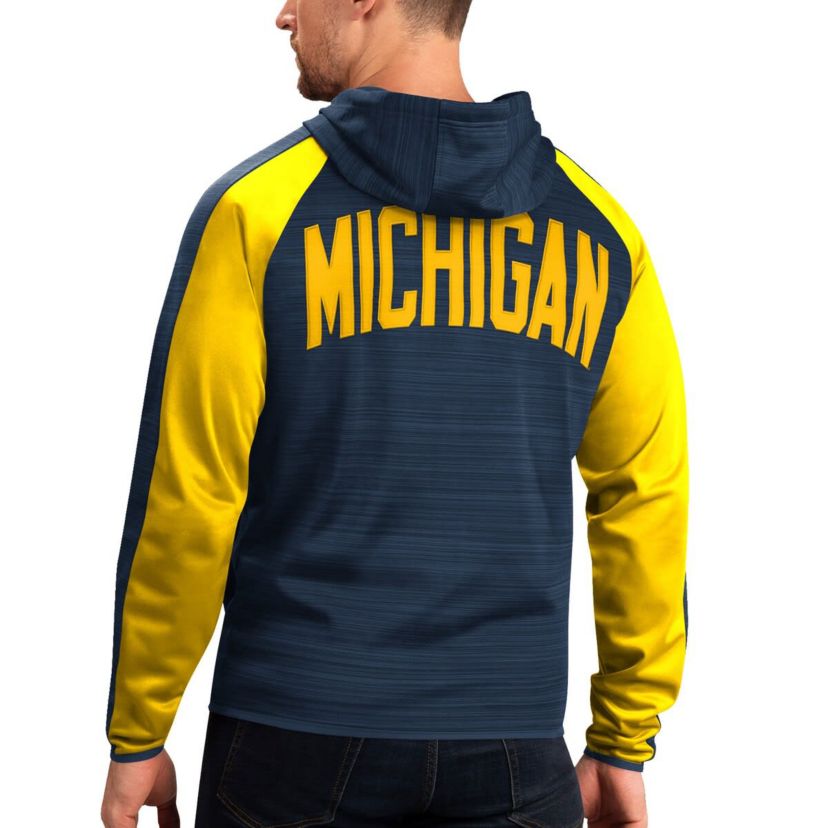 NCAA Michigan Wolverines Neutral Zone Raglan Full-Zip Track Jacket Hoodie