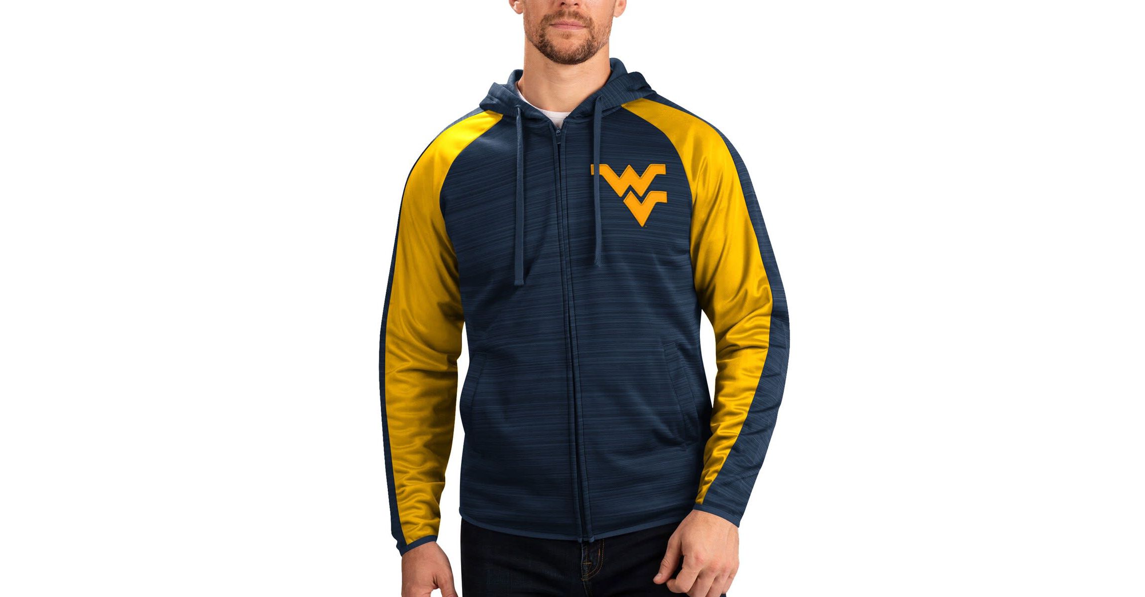 NCAA West Virginia Mountaineers Neutral Zone Raglan Full-Zip Track Jacket Hoodie