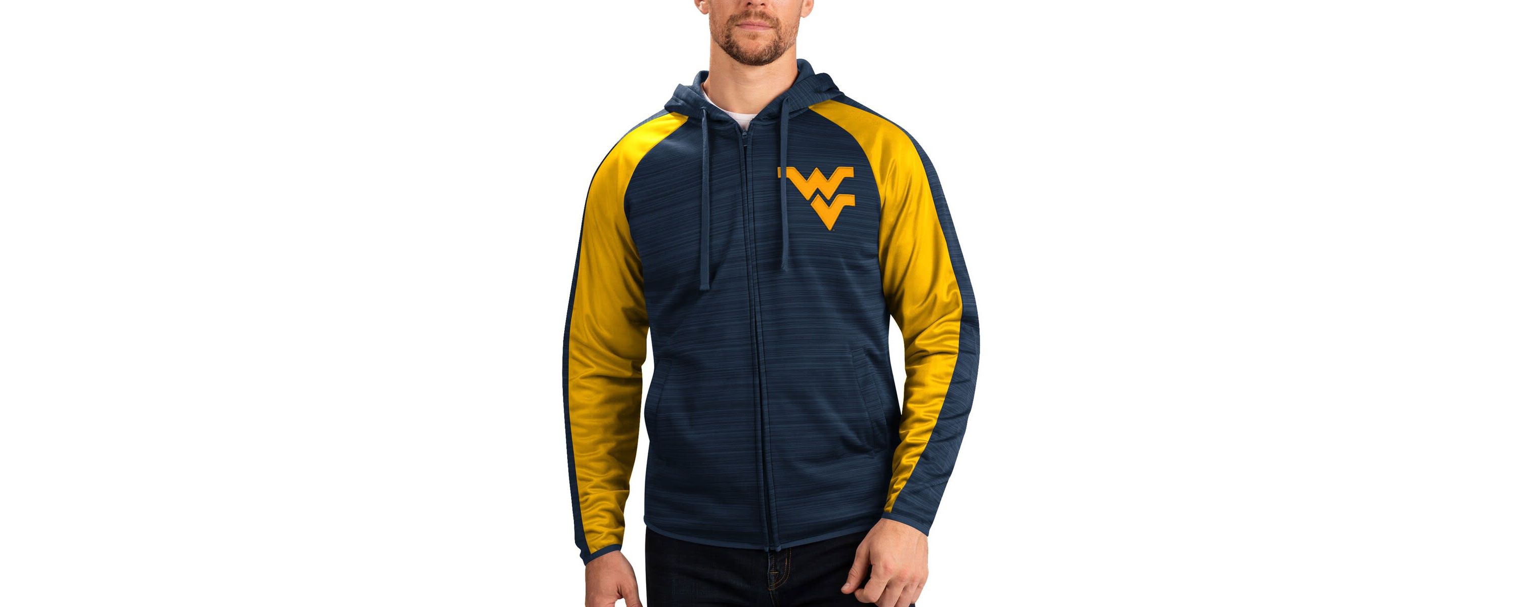 NCAA West Virginia Mountaineers Neutral Zone Raglan Full-Zip Track Jacket Hoodie