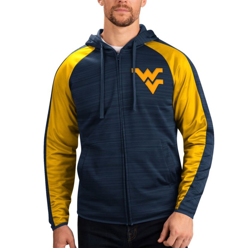 NCAA West Virginia Mountaineers Neutral Zone Raglan Full-Zip Track Jacket Hoodie