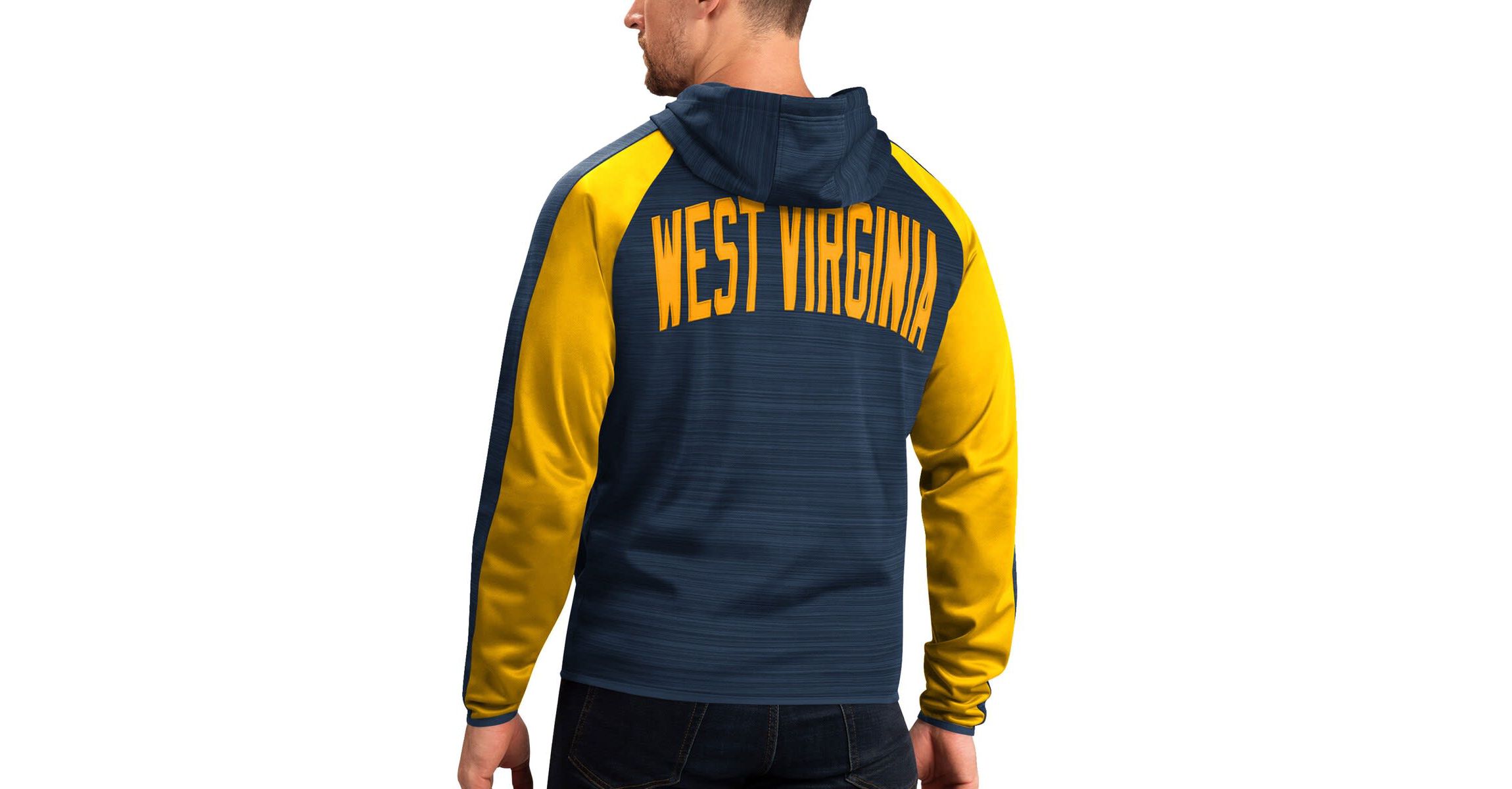 NCAA West Virginia Mountaineers Neutral Zone Raglan Full-Zip Track Jacket Hoodie