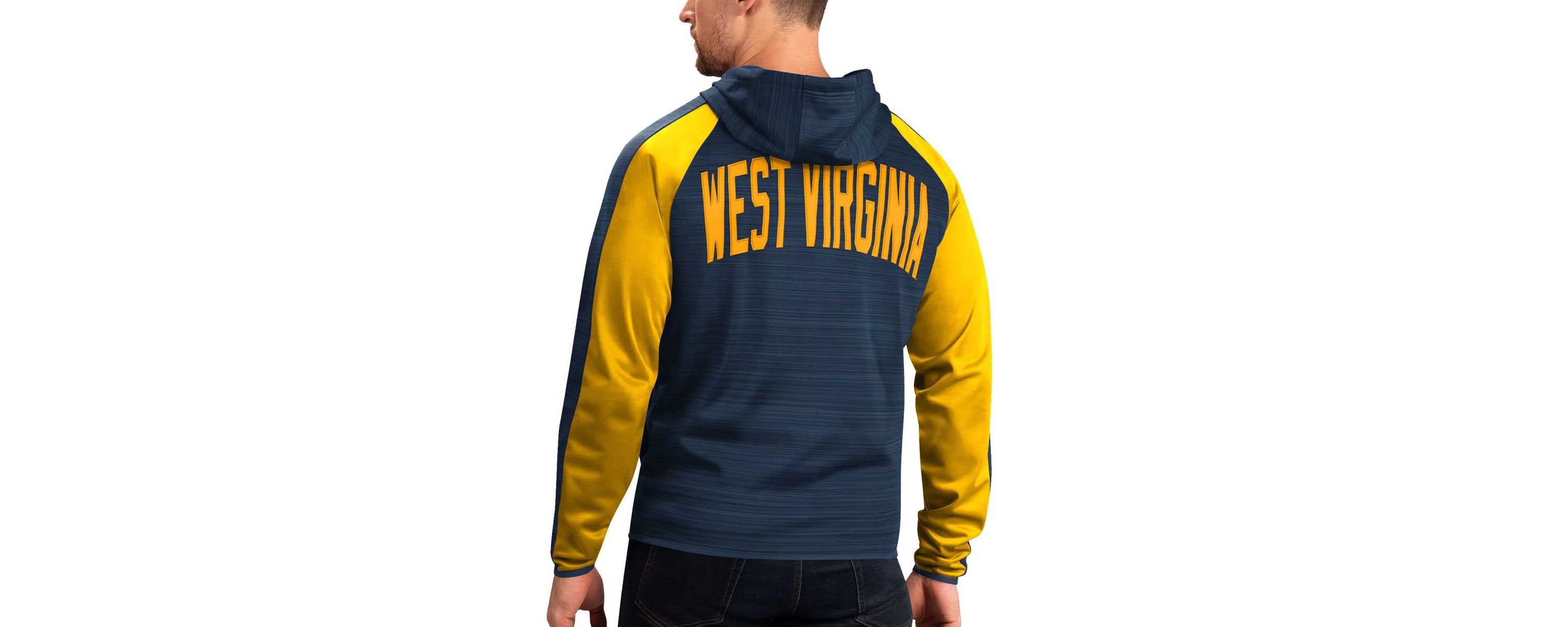 NCAA West Virginia Mountaineers Neutral Zone Raglan Full-Zip Track Jacket Hoodie