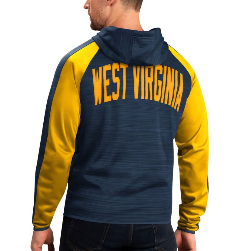 NCAA West Virginia Mountaineers Neutral Zone Raglan Full-Zip Track Jacket Hoodie