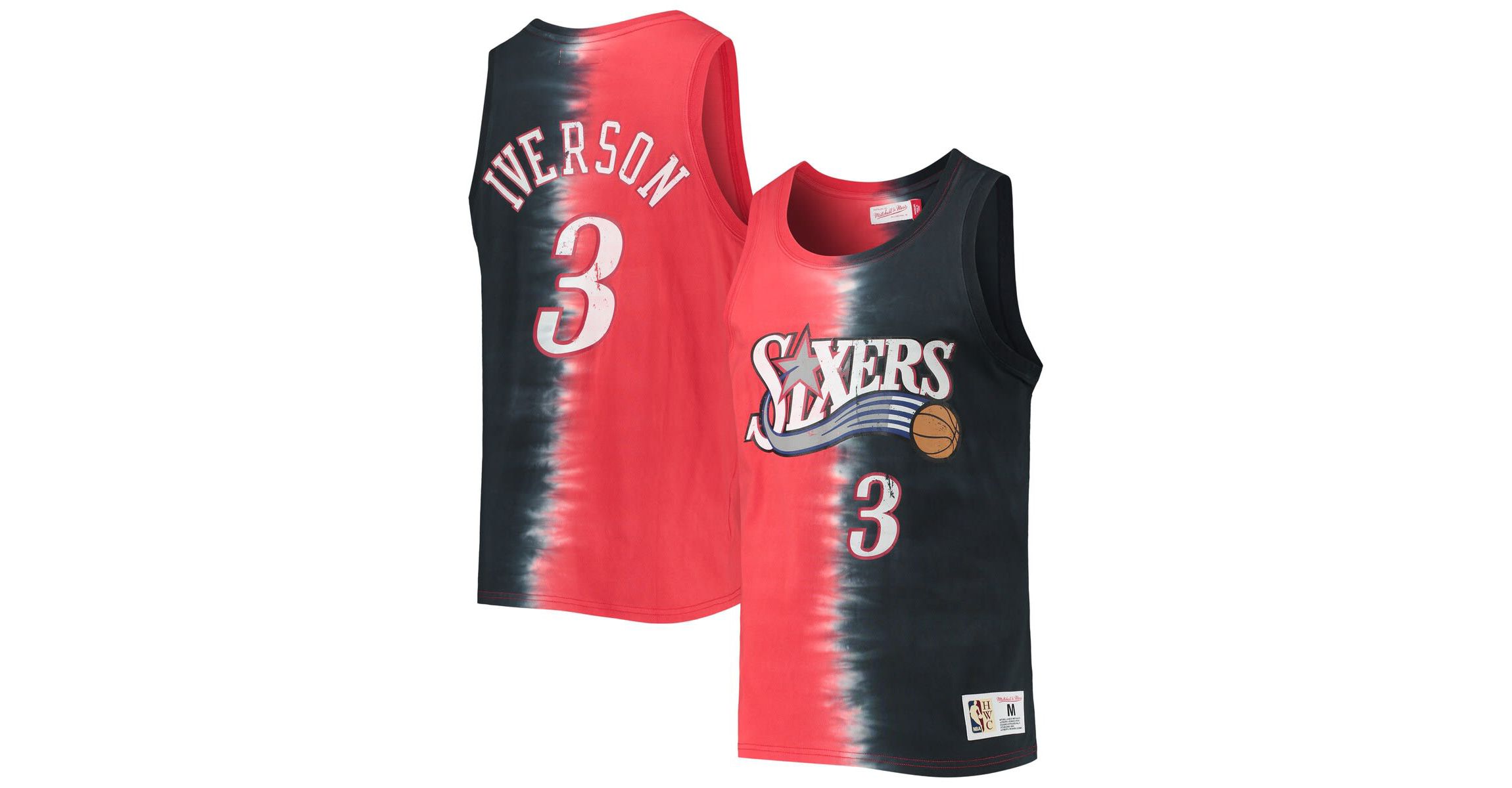NBA Allen Iverson Philadelphia 76ers Hardwood Classics Tie-Dye Name & Number Tank Top