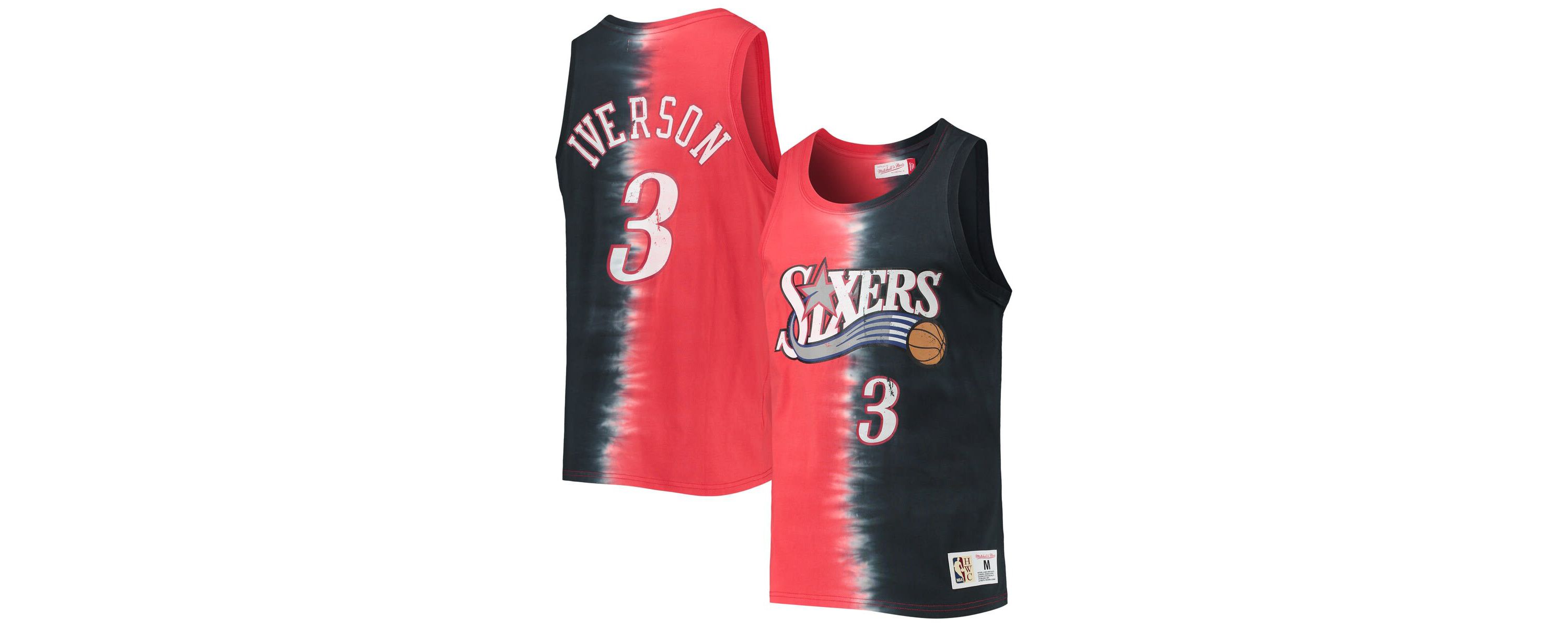 NBA Allen Iverson Philadelphia 76ers Hardwood Classics Tie-Dye Name & Number Tank Top