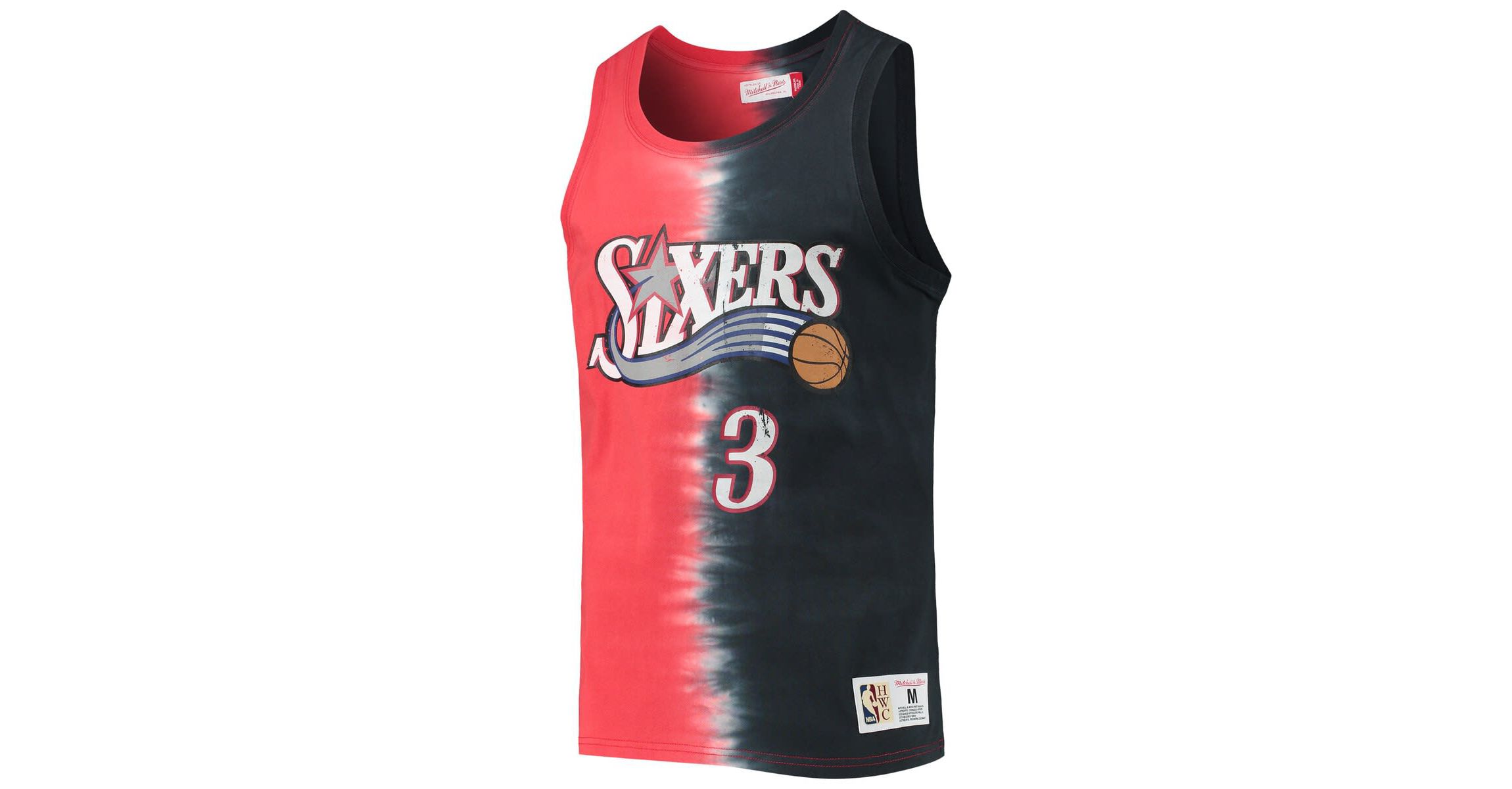 NBA Allen Iverson Philadelphia 76ers Hardwood Classics Tie-Dye Name & Number Tank Top