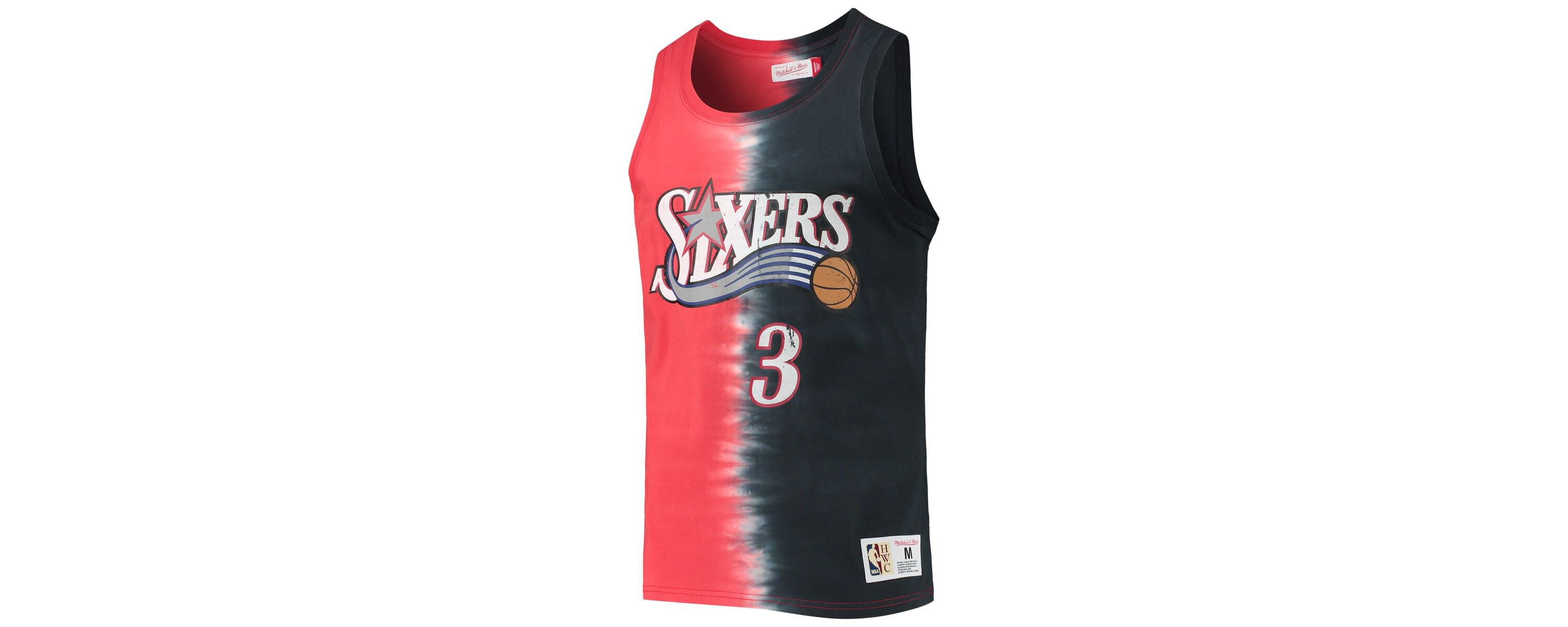 NBA Allen Iverson Philadelphia 76ers Hardwood Classics Tie-Dye Name & Number Tank Top