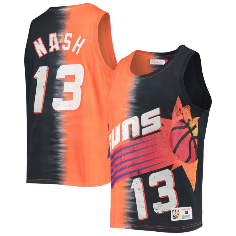 NBA Steve Nash Orange/Black Phoenix Suns Hardwood Classics Tie-Dye Name & Number Tank Top