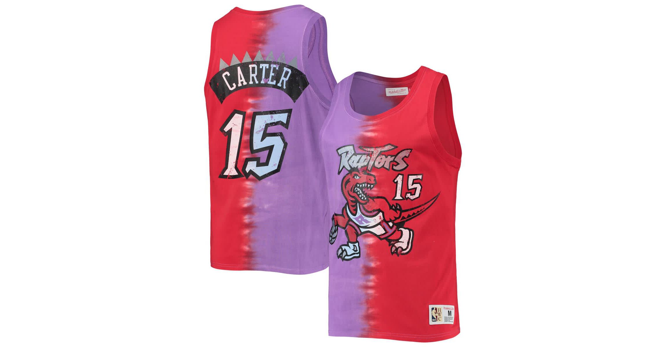 NBA Vince Carter Purple/Red Toronto Raptors Hardwood Classics Tie-Dye Name & Number Tank Top