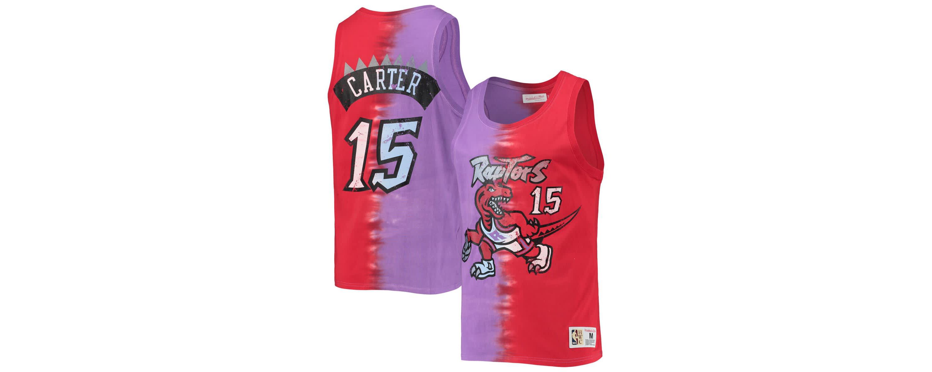 NBA Vince Carter Purple/Red Toronto Raptors Hardwood Classics Tie-Dye Name & Number Tank Top