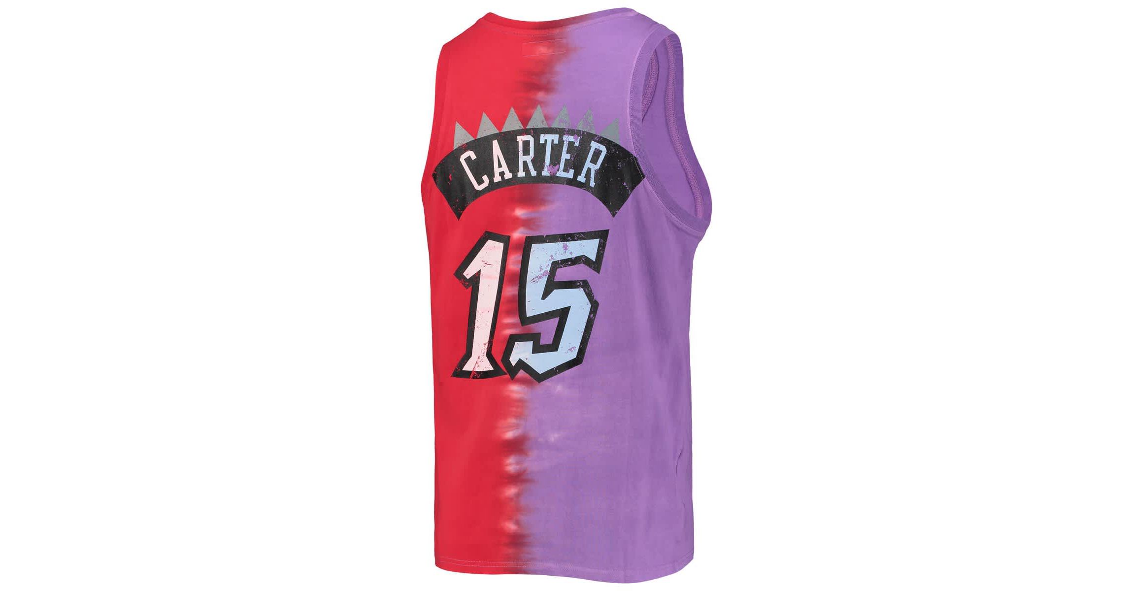 NBA Vince Carter Purple/Red Toronto Raptors Hardwood Classics Tie-Dye Name & Number Tank Top