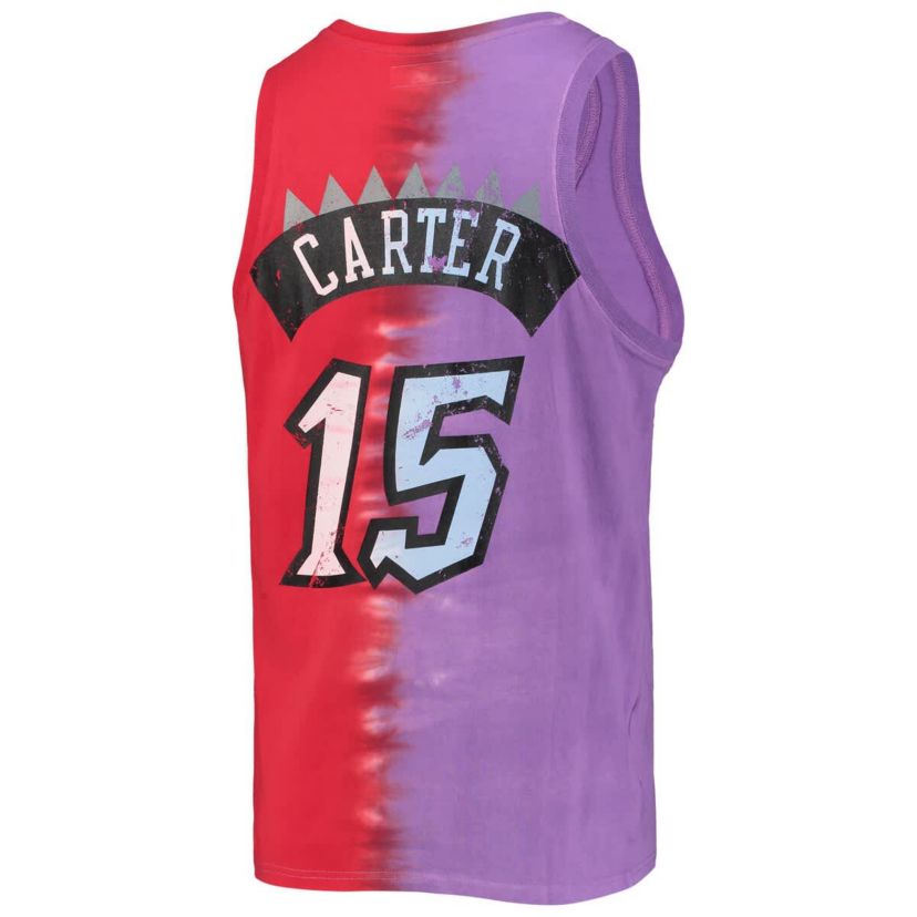 NBA Vince Carter Purple/Red Toronto Raptors Hardwood Classics Tie-Dye Name & Number Tank Top