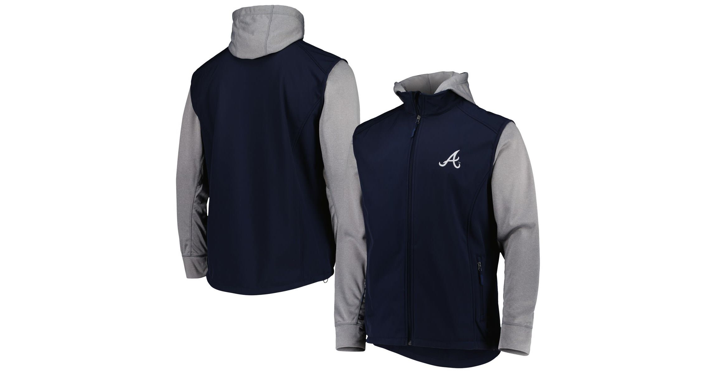 MLB Navy/Heather Atlanta Braves Alpha Full-Zip Jacket