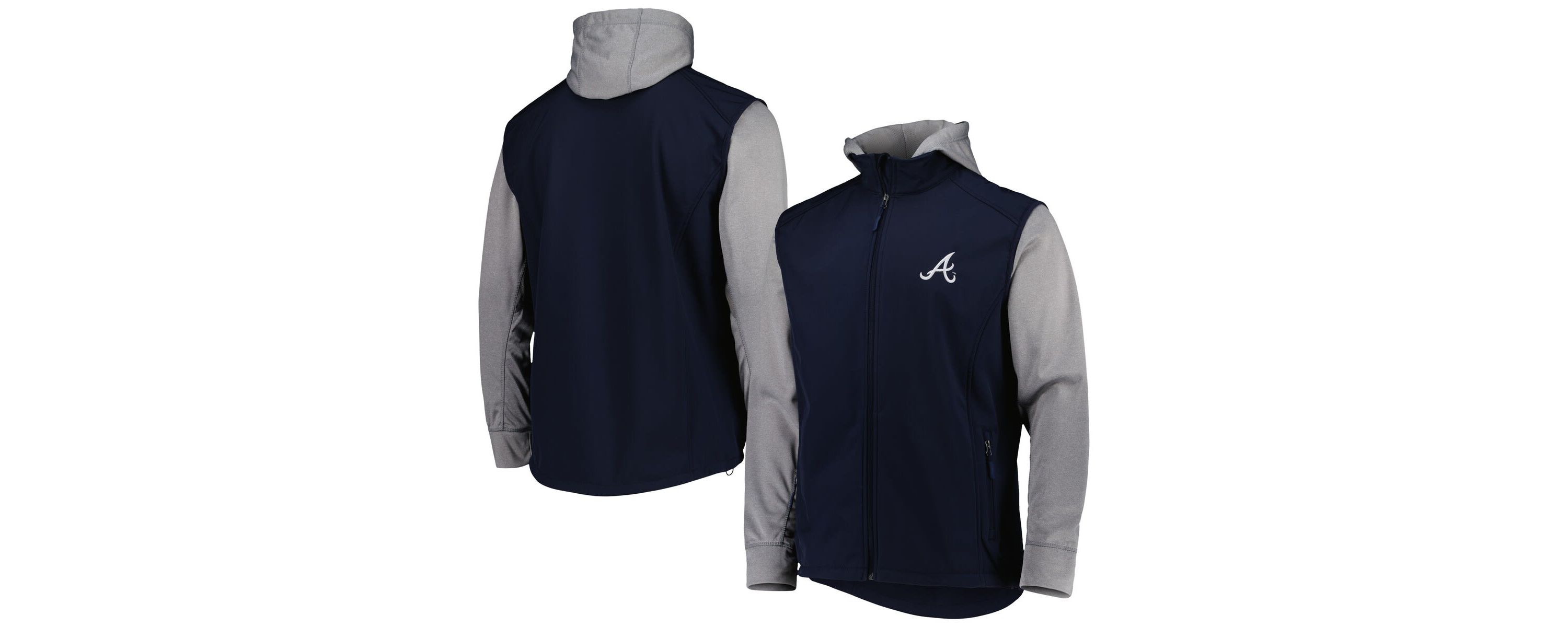 MLB Navy/Heather Atlanta Braves Alpha Full-Zip Jacket