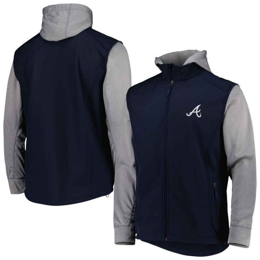 MLB Navy/Heather Atlanta Braves Alpha Full-Zip Jacket