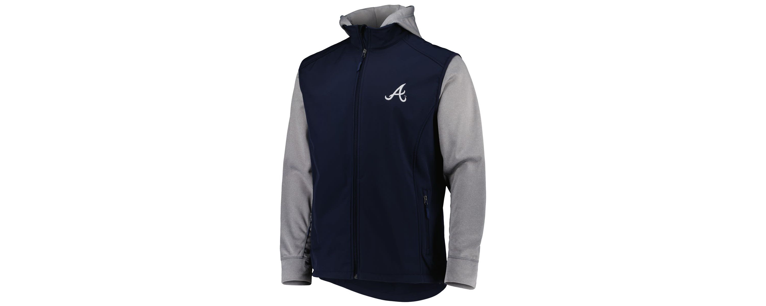 MLB Navy/Heather Atlanta Braves Alpha Full-Zip Jacket