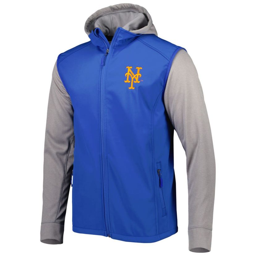 MLB Royal/Heather New York Mets Alpha Full-Zip Jacket