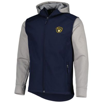 MLB Navy/Heather Milwaukee Brewers Alpha Full-Zip Jacket