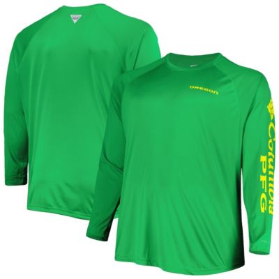 Columbia Men's NCAA Oregon Ducks Big & Tall Terminal Tackle Team Raglan Omni-Shade Long Sleeve T-Shirt -  32041554898433