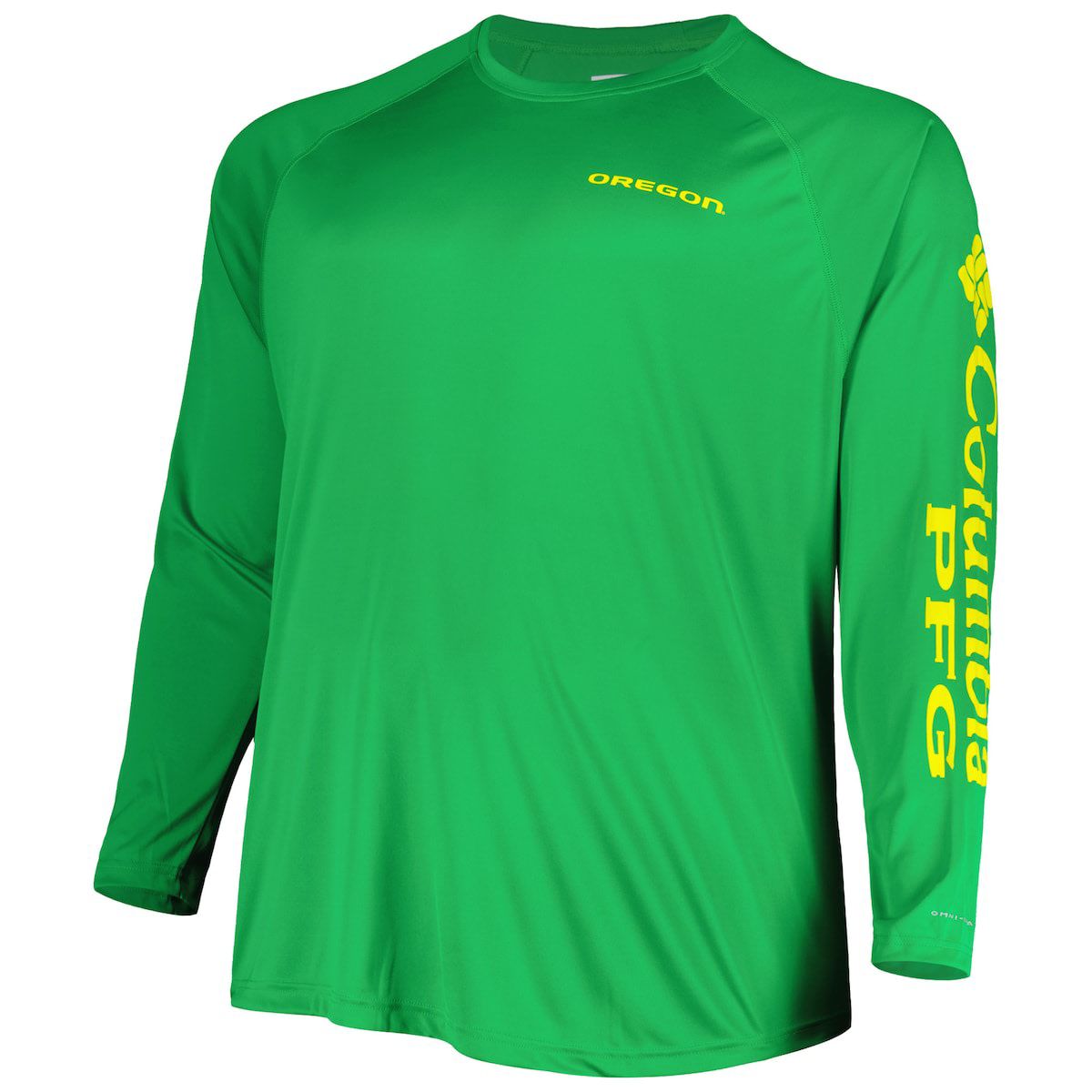NCAA Oregon Ducks Big & Tall Terminal Tackle Team Raglan Omni-Shade Long Sleeve T-Shirt