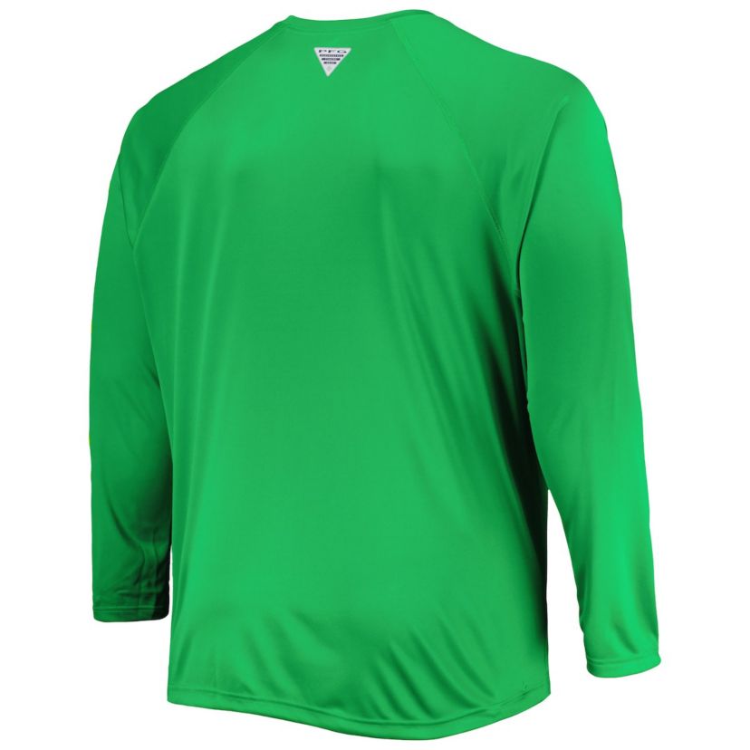 NCAA Oregon Ducks Big & Tall Terminal Tackle Team Raglan Omni-Shade Long Sleeve T-Shirt