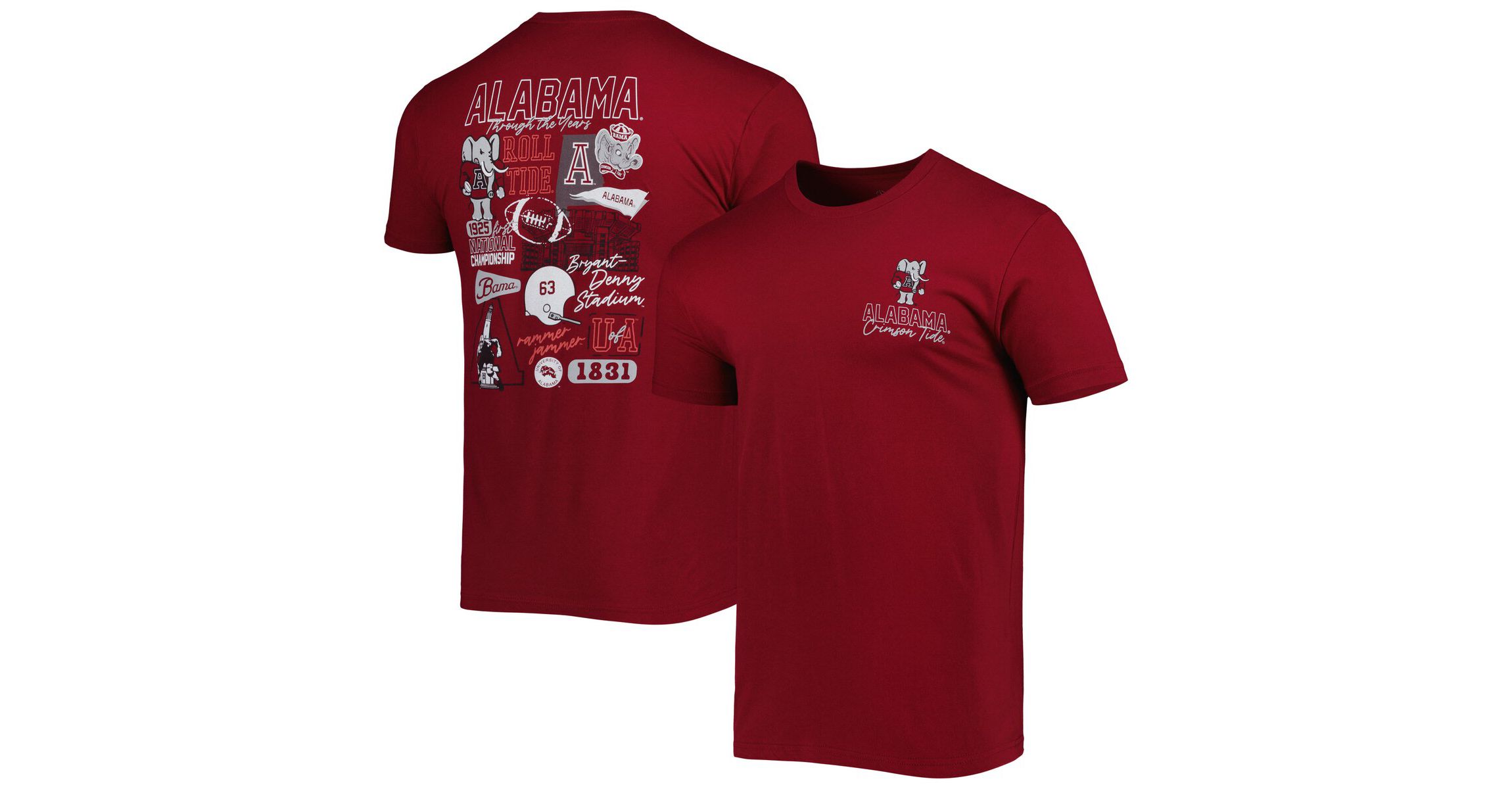 Alabama Crimson Tide NCAA Alabama Tide Vintage Through the Years 2-Hit T-Shirt