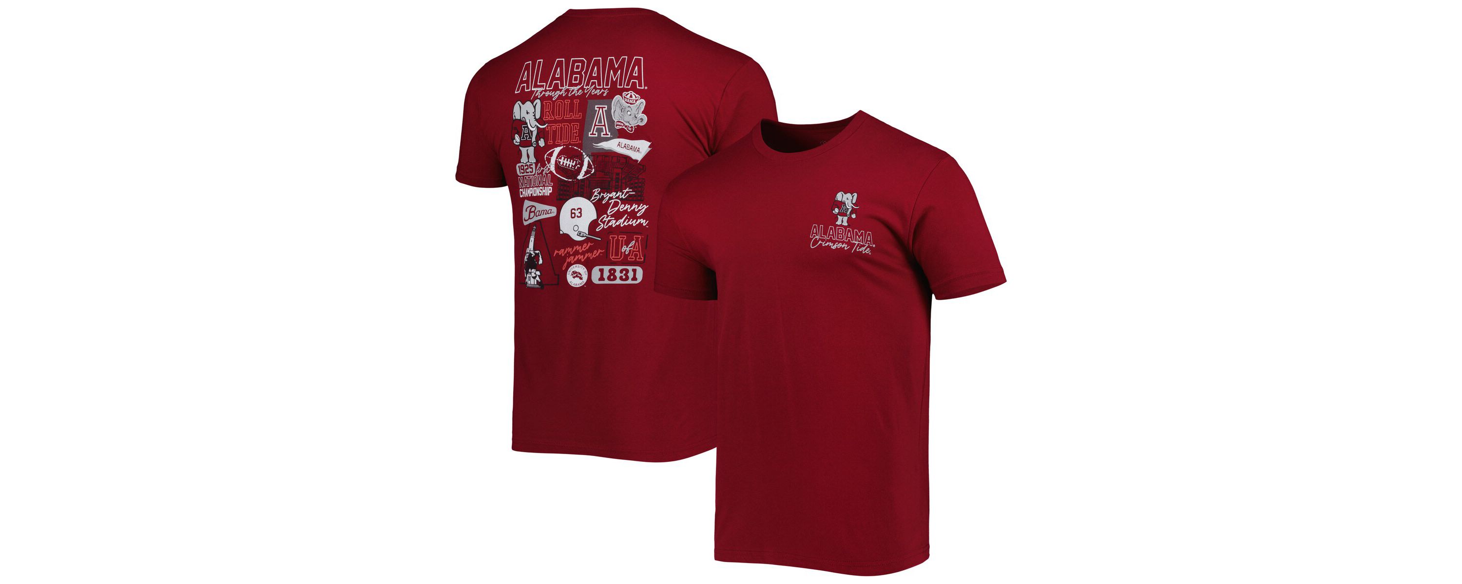 Alabama Crimson Tide NCAA Alabama Tide Vintage Through the Years 2-Hit T-Shirt