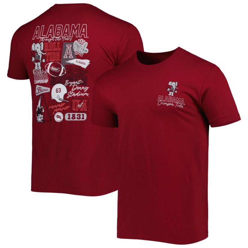 Alabama Crimson Tide NCAA Alabama Tide Vintage Through the Years 2-Hit T-Shirt