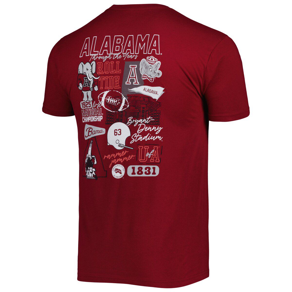 Alabama Crimson Tide NCAA Alabama Tide Vintage Through the Years 2-Hit T-Shirt