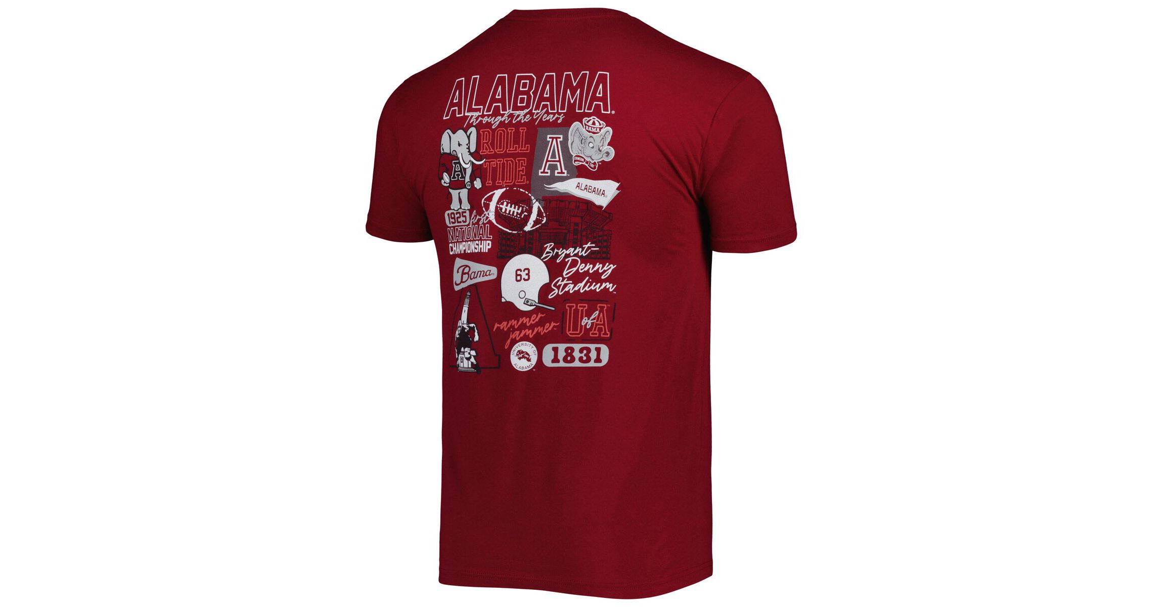 Alabama Crimson Tide NCAA Alabama Tide Vintage Through the Years 2-Hit T-Shirt