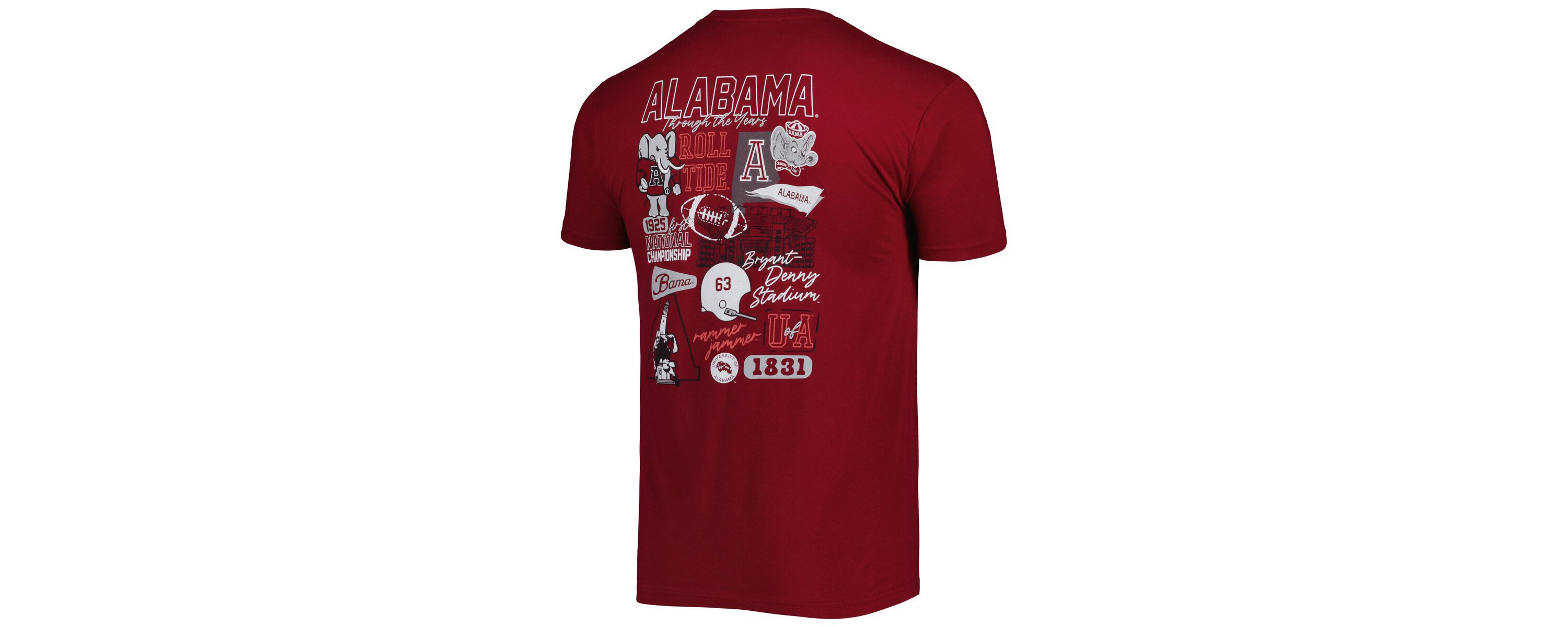 Alabama Crimson Tide NCAA Alabama Tide Vintage Through the Years 2-Hit T-Shirt