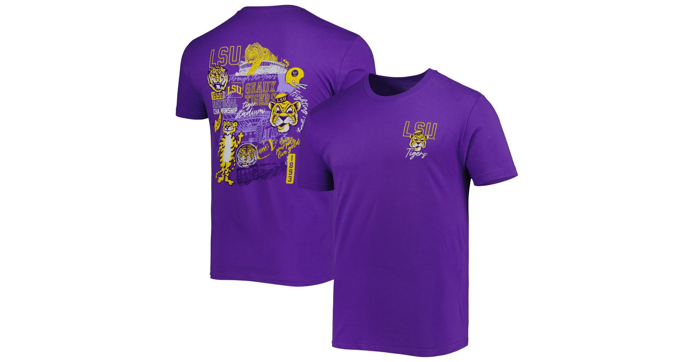NCAA LSU Tigers Vintage Through the Years 2-Hit T-Shirt