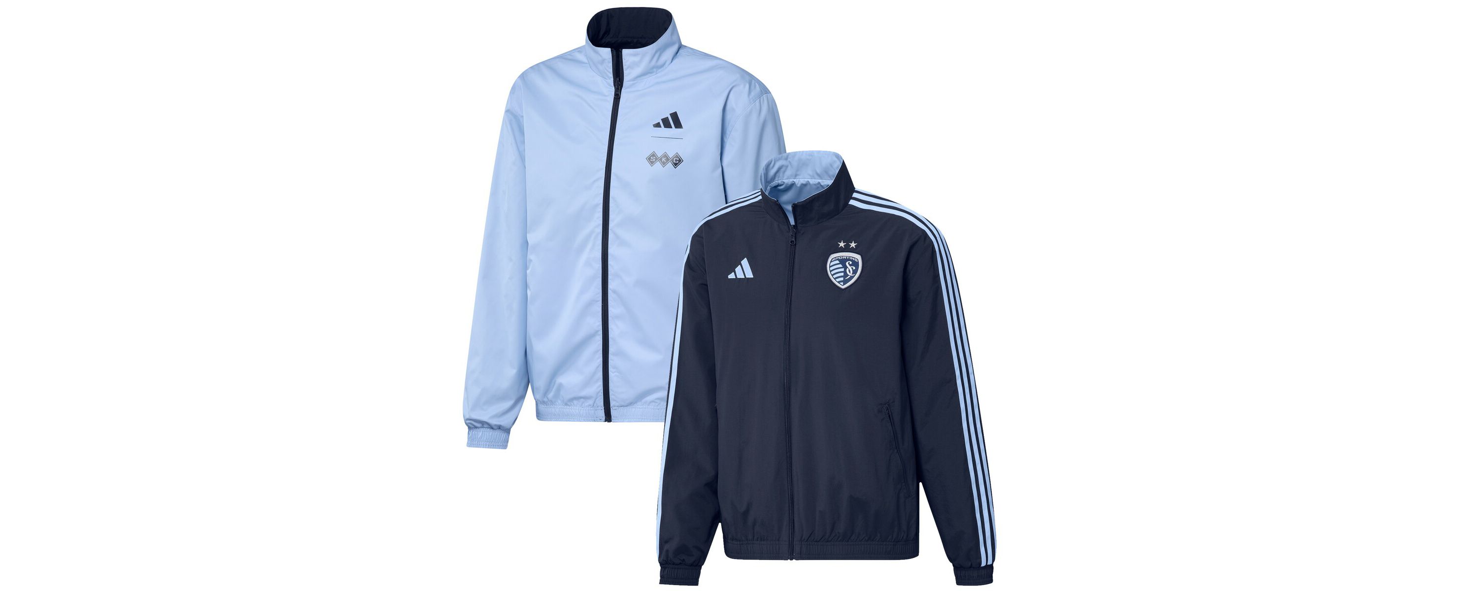 MLS Navy/Light Sporting Kansas City 2023 On-Field Anthem Full-Zip Reversible Team Jacket