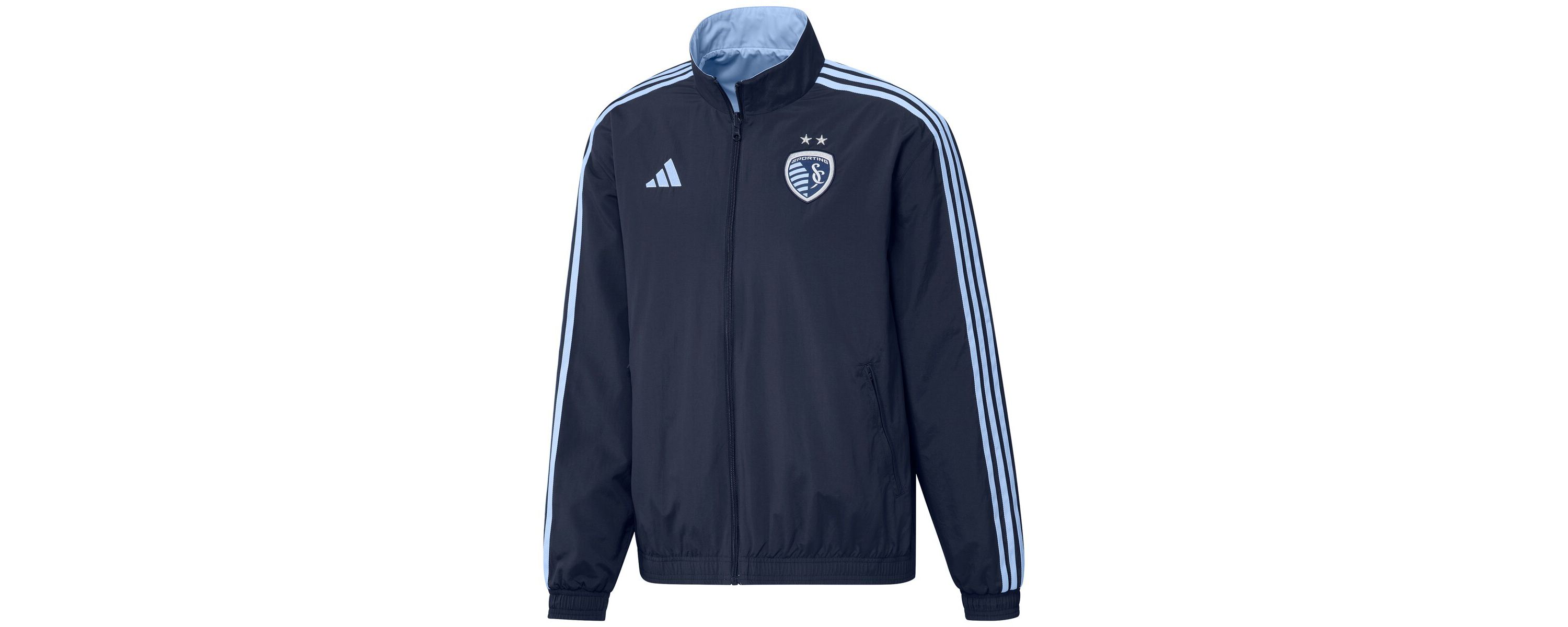 MLS Navy/Light Sporting Kansas City 2023 On-Field Anthem Full-Zip Reversible Team Jacket