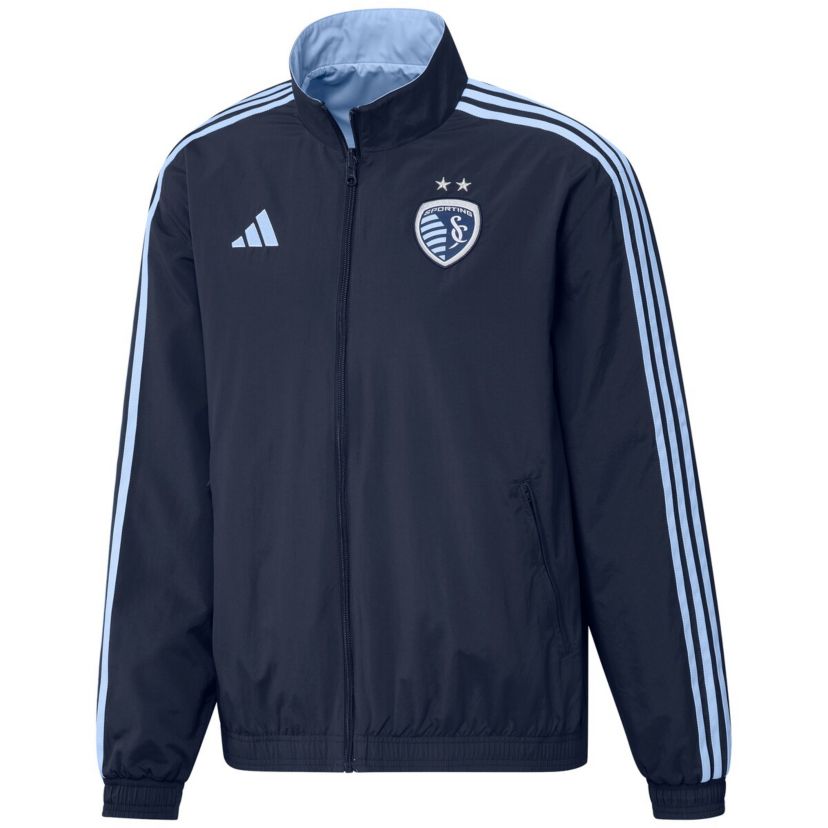 MLS Navy/Light Sporting Kansas City 2023 On-Field Anthem Full-Zip Reversible Team Jacket