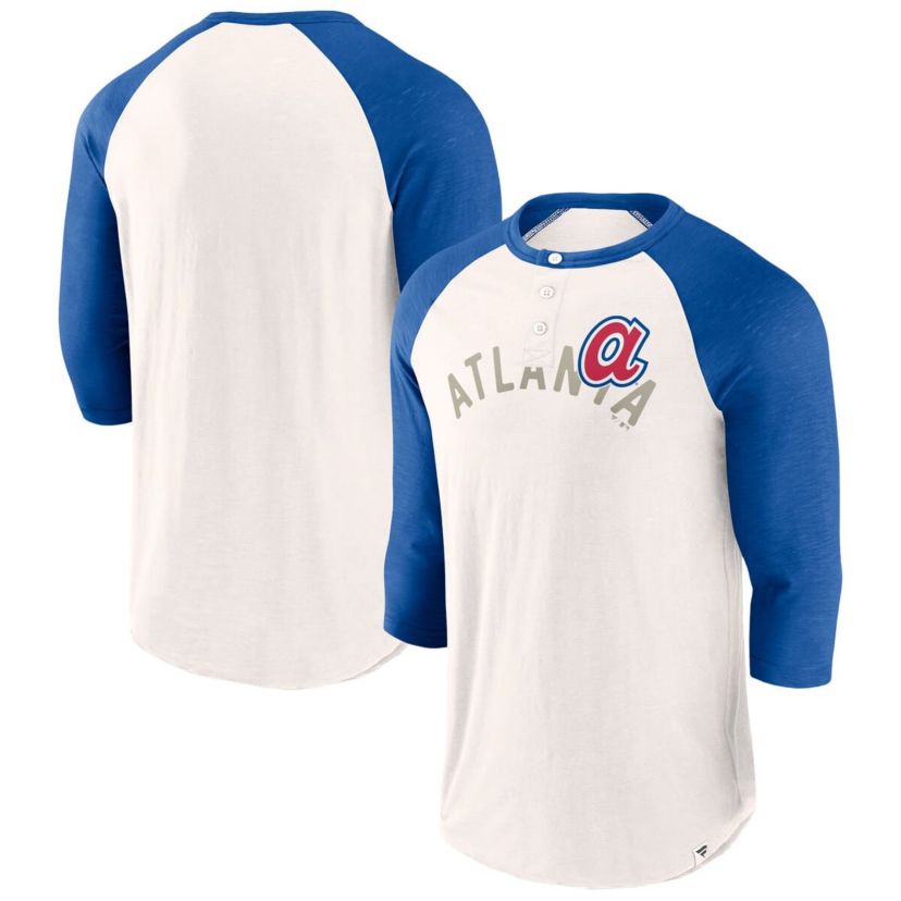 MLB Fanatics Atlanta Braves Backdoor Slider Raglan 3/4-Sleeve T-Shirt