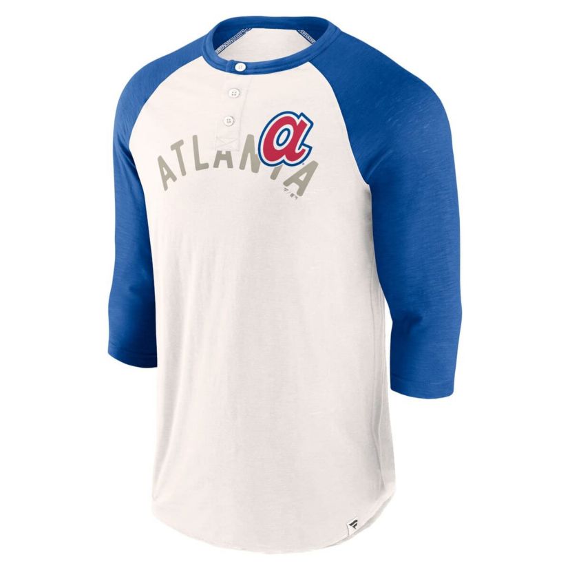 MLB Fanatics Atlanta Braves Backdoor Slider Raglan 3/4-Sleeve T-Shirt
