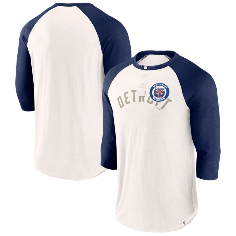 MLB Fanatics Detroit Tigers Backdoor Slider Raglan 3/4-Sleeve T-Shirt