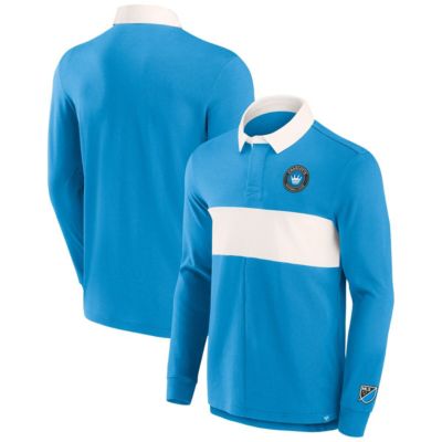 Men's MLS Fanatics Charlotte FC Penalty Kick Long Sleeve Polo, Blue, Medium