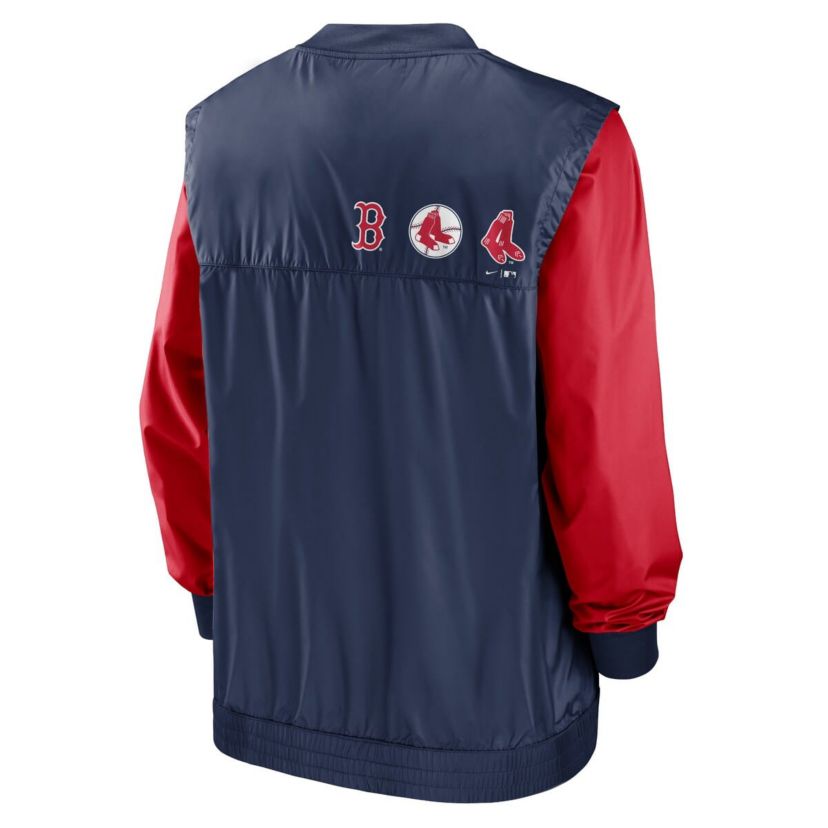Boston Red Sox MLB Nike White/Navy Boston Sox Rewind Warmup V-Neck Pullover Jacket