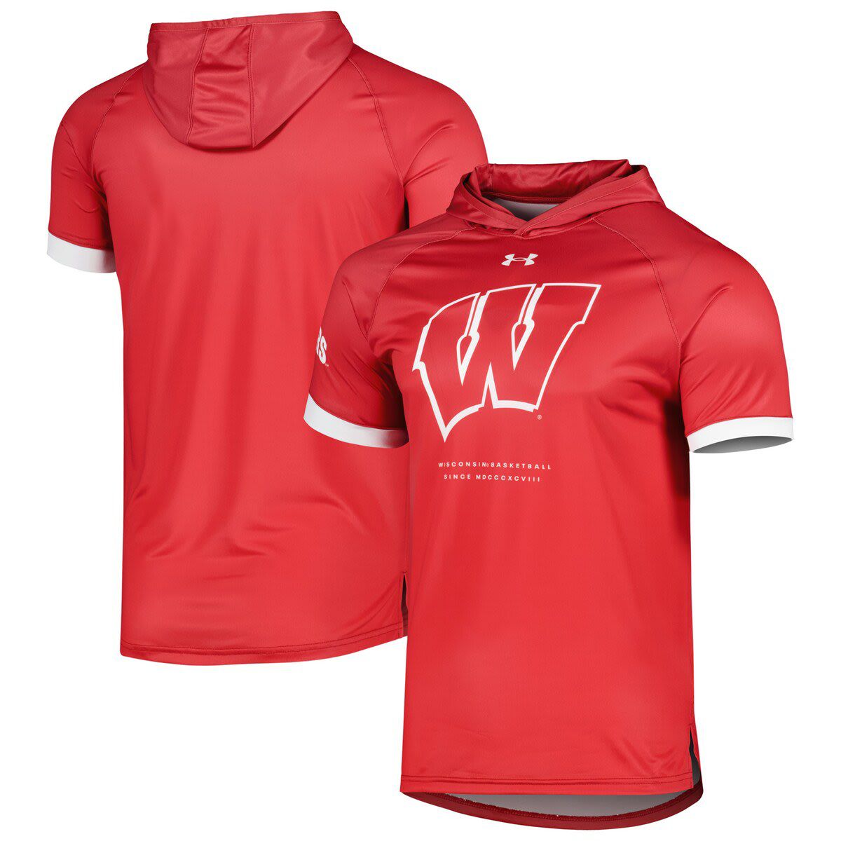 NCAA Under Armour Wisconsin Badgers On-Court Raglan Hoodie T-Shirt