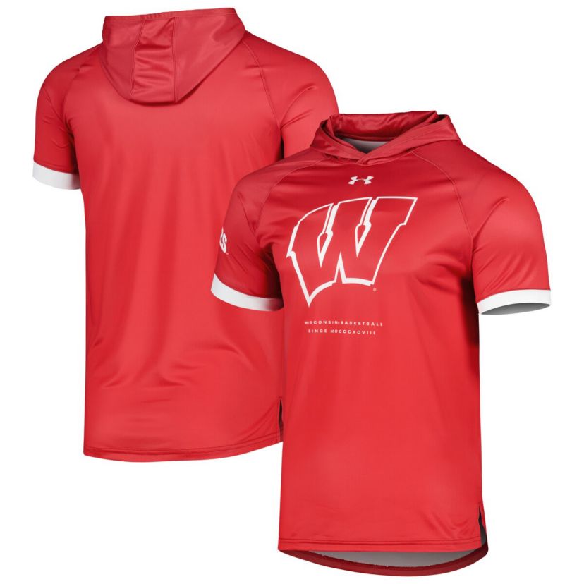 NCAA Under Armour Wisconsin Badgers On-Court Raglan Hoodie T-Shirt